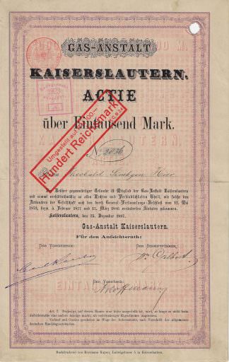 Gas-Anstalt Kaiserslautern, 1887