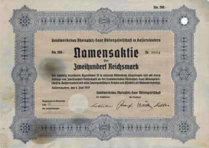 Handwerksbau Rheinpfalz-Saar Aktiengesellschaft in Kaiserslautern, 1937