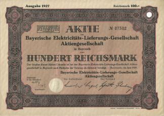Bayerische Elektricitäts-Lieferungs-Gesellschaft AG, 1927