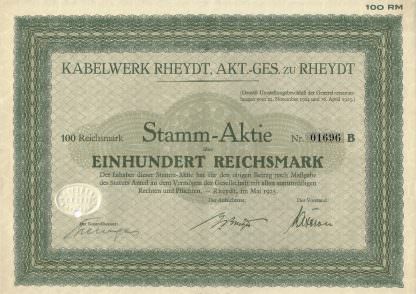 Kabelwerk Rheydt, Akt.-Ges. zu Rheydt, 1925