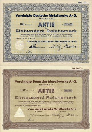 Vereinigte Deutsche Metallwerke AG, 1939
