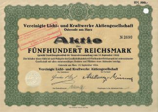 Vereinigte Licht- und Kraftwerke Aktiengesellschaft Osterode am Harz, 1924