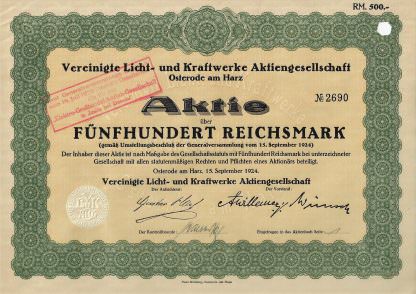 Vereinigte Licht- und Kraftwerke Aktiengesellschaft Osterode am Harz, 1924