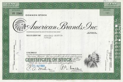 American Brands, Inc. - US-Tabak- und Spirituosenhersteller - Indianer Vignette