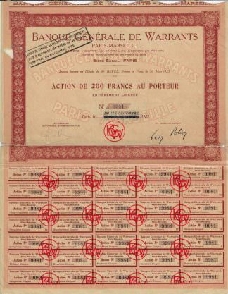 Banque Generale de Warrants Paris-Marseille S.A., 1925
