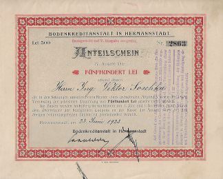 Bodenkreditanstalt in Hermannstadt, 1923