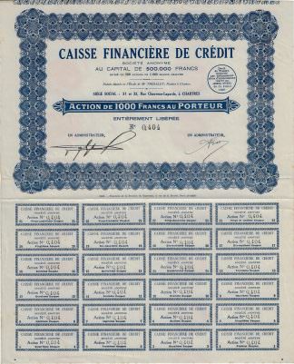Caisse Financiere de Credit S.A., 1930