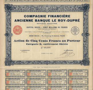 Compagnie Financiere Ancienne Banque le Roy-Dupre S.A., 1924