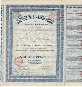 Comptoir Belge-Neerlandaise de Bourse et de Banque S.A., 1900