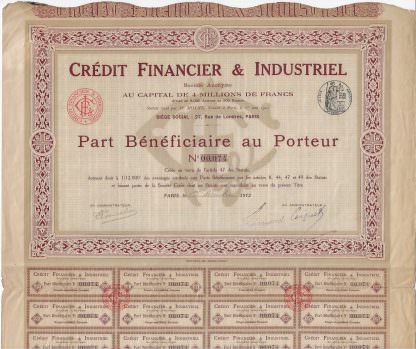Credit Financier & Industriel S.A., 1912