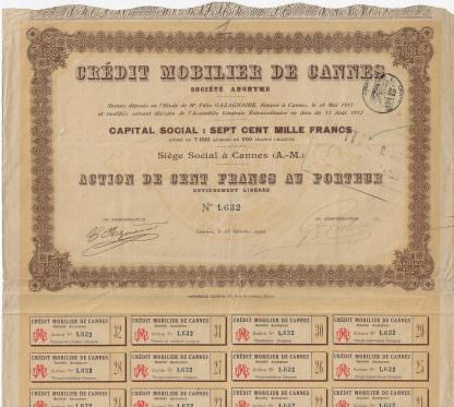 Credit Mobiliaer de Cannes S.A., 1912