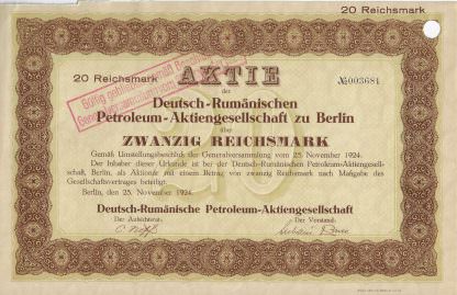 Deutsch-Rumänische Petroleum-Aktiengesellschaft zu Berlin, 1924