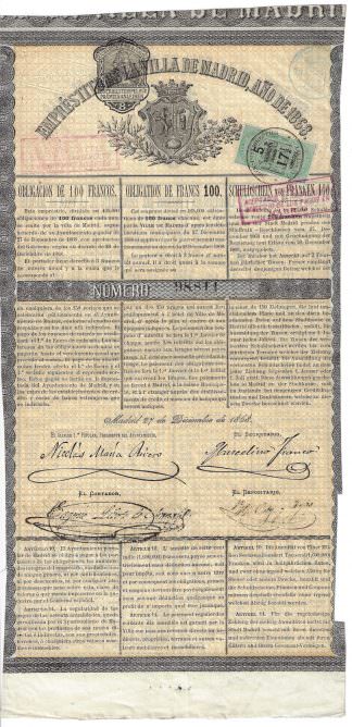 Emprestitode la Villa de Madrid, ano de 1868