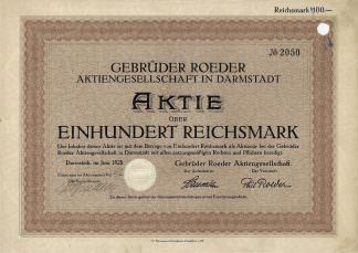 Gebrüder Roeder Aktiengesellschaft in Darmstadt, 1928
