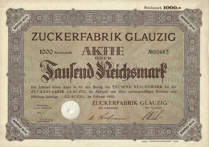Zuckerfabrik Glauzig, 1929