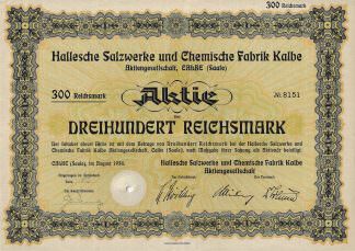 Hallesche Salzwerke und Chemische Fabrik Kalbe Aktiengesellschaft, Calbe (Saale), 1938