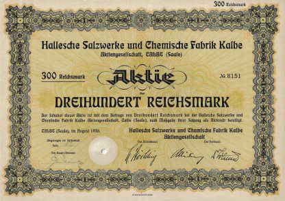 Hallesche Salzwerke und Chemische Fabrik Kalbe Aktiengesellschaft, Calbe (Saale), 1938