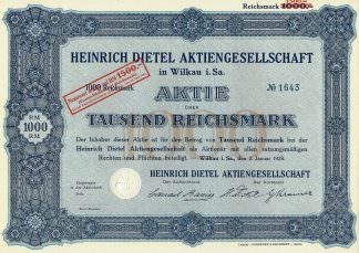 Heinrich Dietel Aktiengesellschaft in Wilkau i. Sa., 1928