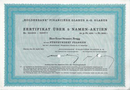 "Holderbank" Financiere Glarus A.-G. Glarus, 1964