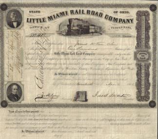Little Miami Railroad Company, 1853 (Originalunterschrift v. Jacob Strader)