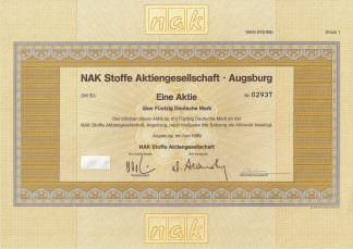 NAK Stoffe Aktiengesellschaft Augsburg, 1989