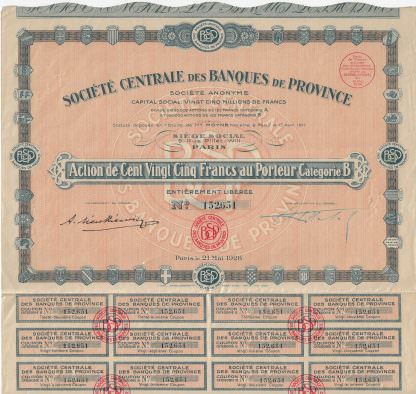 Societe Centrale des Banques de Province S.A., 1928