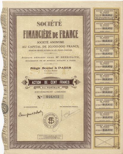 Societe Financiere de France S.A., 1934