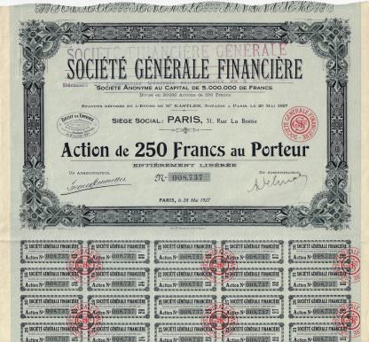 Societe Generale Financiere S.A., 1927