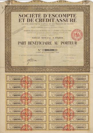 Societe dÈscompte et de Credit Assure S.A., 1926