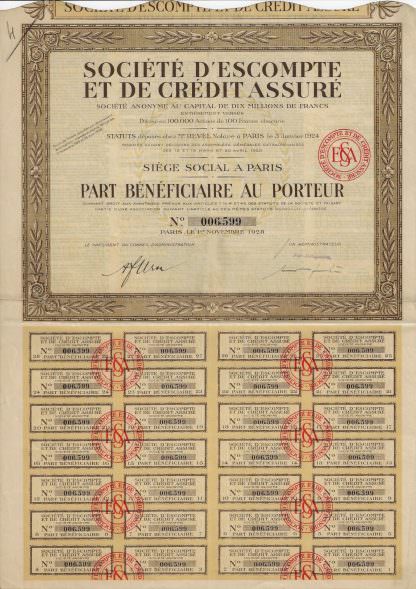 Societe dÈscompte et de Credit Assure S.A., 1926
