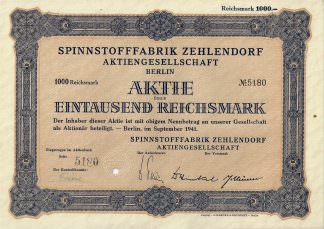Spinnstofffabrik Zehlendorf Aktiengesellschaft Berlin, 1941