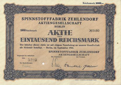 Spinnstofffabrik Zehlendorf Aktiengesellschaft Berlin, 1941