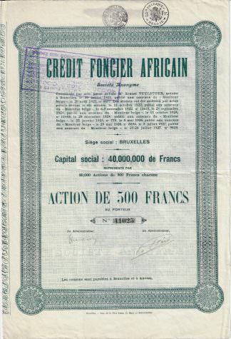 Credit Foncier Africain S.A., 1927