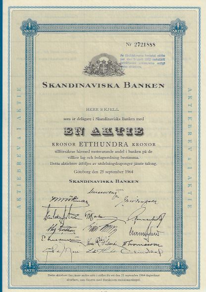 Skandinaviska Banken, 1964