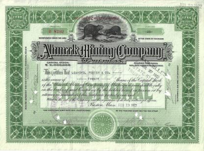 Ahmeek Mining Company, 1922