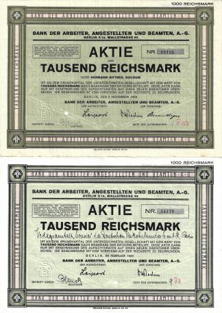 Bank der Arbeiter, Angestellten und Beamten, A.-G. Berlin S14, Wallstrasse 65 (1926-1929)