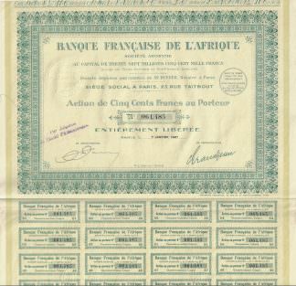 Banque Francaise de l´Afrique S.A., 1927