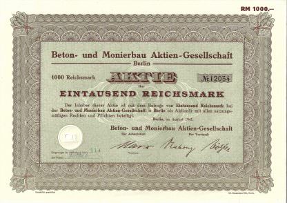 Beton- und Monierbau Aktien-Gesellschaft Berlin, 1941