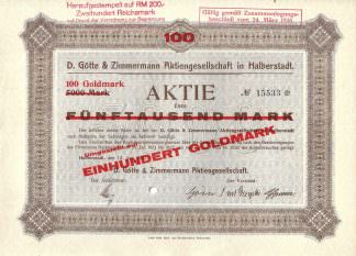 D. Götte & Zimmermann Aktiengesellschaft in Halberstadt, 1923