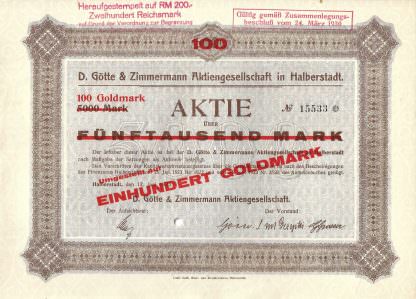 D. Götte & Zimmermann Aktiengesellschaft in Halberstadt, 1923