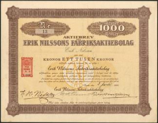 Erik Nilssons Fabriksaktiebolag, 1928