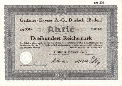 Gritzner-Kayser A.-G., Durlach (Baden), 1937