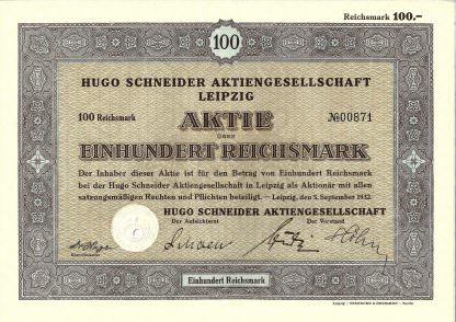 Hugo Schneider Aktiengesellschaft Leipzig, 1932 (HASAG)