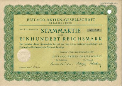 Just & Co. Aktien-Gesellschaft Geraberg i. Thür., 1929