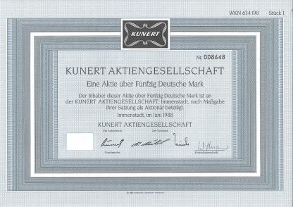 Kunert Aktiengesellschaft, 1988