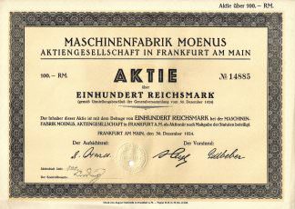 Maschinenfabrik Moenus Aktiengesellschaft in Frankfurt am Main, 1924