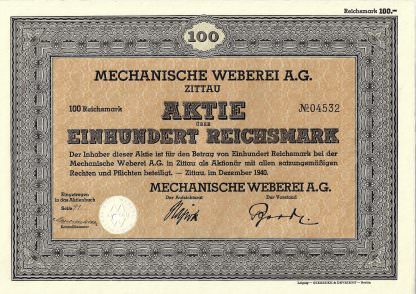 Mechanische Weberei A.G. Zittau, 1940