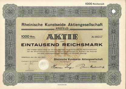Rheinische Kunstseide Aktiengesellschaft Krefeld, 1940