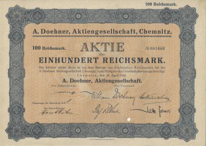 A. Doehner Aktiengesellschaft, Chemnitz (1925)