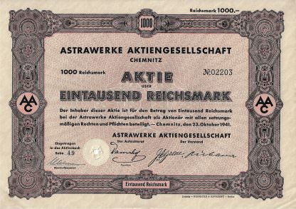 Astrawerke Aktiengesellschaft Chemnitz, 1941